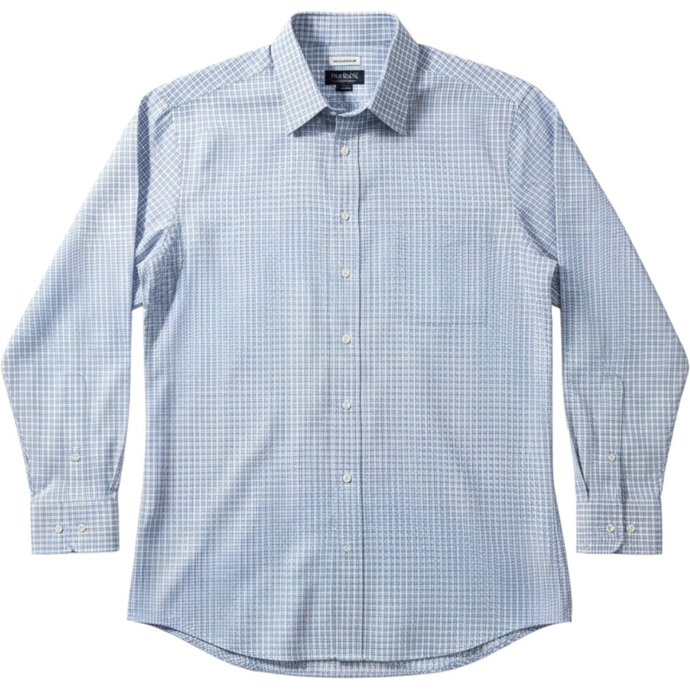 Jos. A. Bank Button Down Mens 17.5 32/33 Blue Plaid Excellent Comfort Stretch